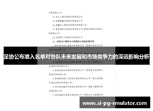 足协公布准入名单对各队未来发展和市场竞争力的深远影响分析